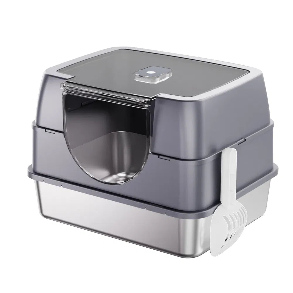White Covered Steel Cat Litter Box