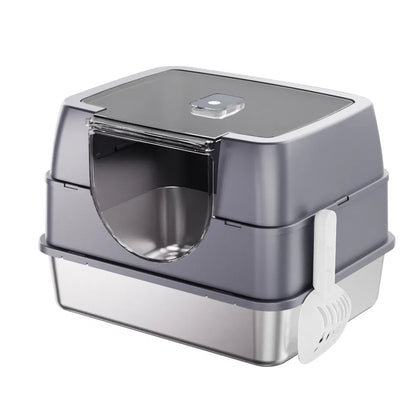 White Covered Steel Cat Litter Box