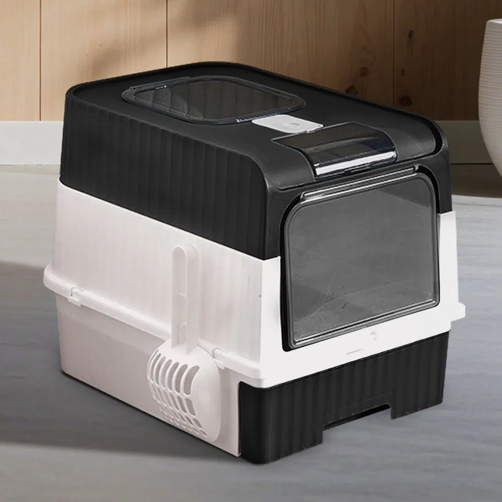Dual-Entry Cat Litter Box with Drawer