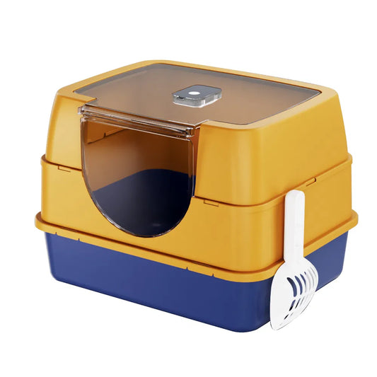 Orange Enclosed Cat Litter Box