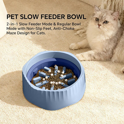 Blue Convertible Slow-Feeder Bowl