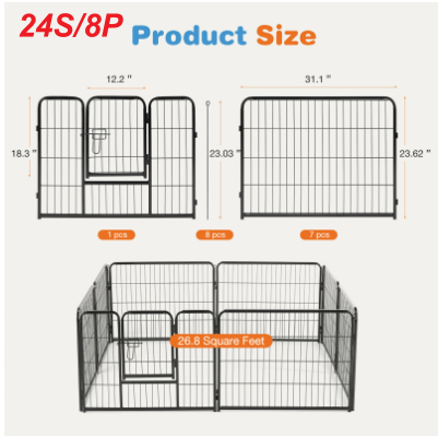 Metal Dog Exercise Pen with Door