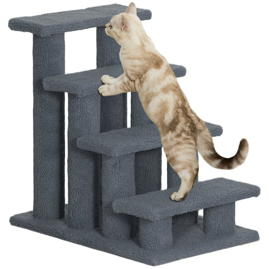 Four-Step Carpeted Cat Stairs