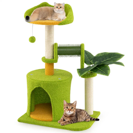 Palm-Tree Cat Scratcher with Grooming Brush