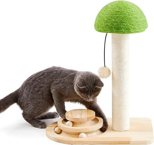 Mushroom Cat Scratcher with Ball Track