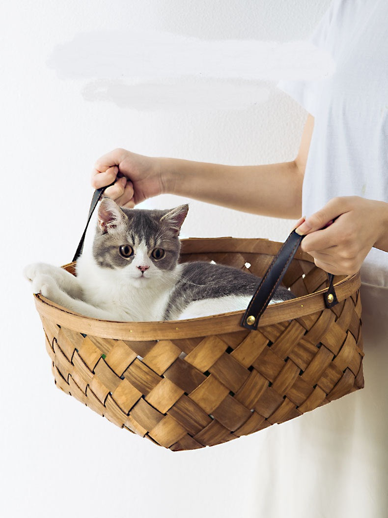Bamboo Rattan Cat Bed House Kennel Nest Dog Bed Cat Tent Summer Dog Sofa Bed Cushion Pet Bed Cat House Dog House Cat Rug Teepee — product detail