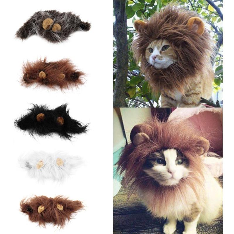 Funny Pet Hat For Small Dogs Cats Hat Emulation Lion Hair Mane Ears Head Cap Scarf Pet Halloween Festival Costume — product detail