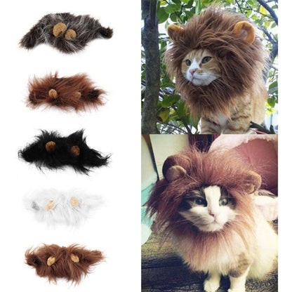 Funny Pet Hat For Small Dogs Cats Hat Emulation Lion Hair Mane Ears Head Cap Scarf Pet Halloween Festival Costume — product detail
