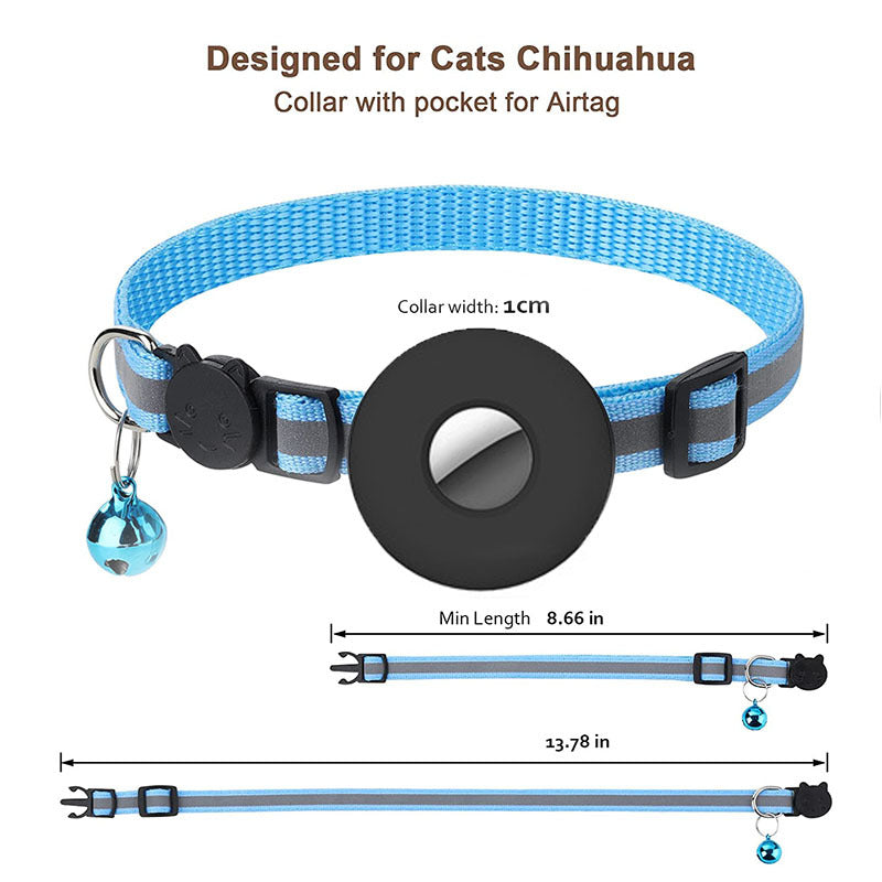 Airtag Pet Collar With Bell Reflective Adjustable Anti-lost Cat Dog Collar — product detail