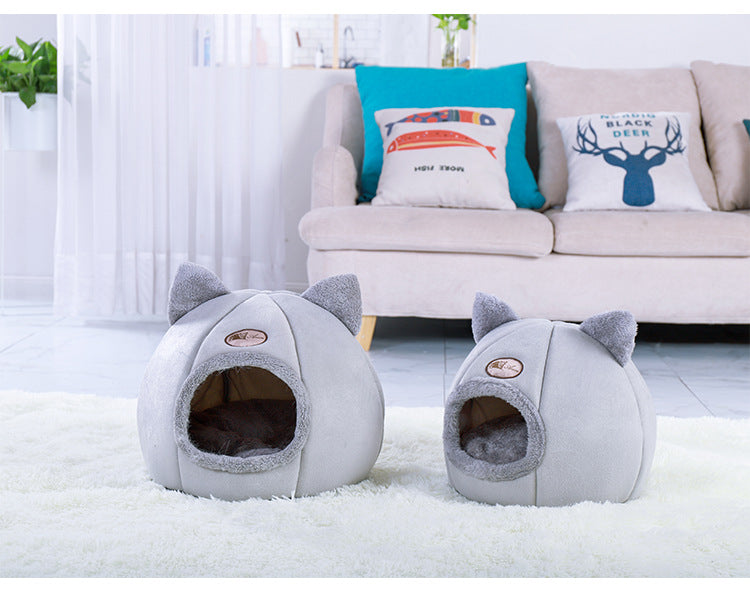 Semi-enclosed warm and fluffy pet nest — product detail