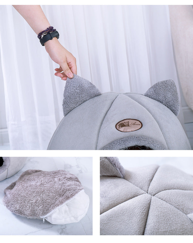 Semi-enclosed warm and fluffy pet nest — product detail