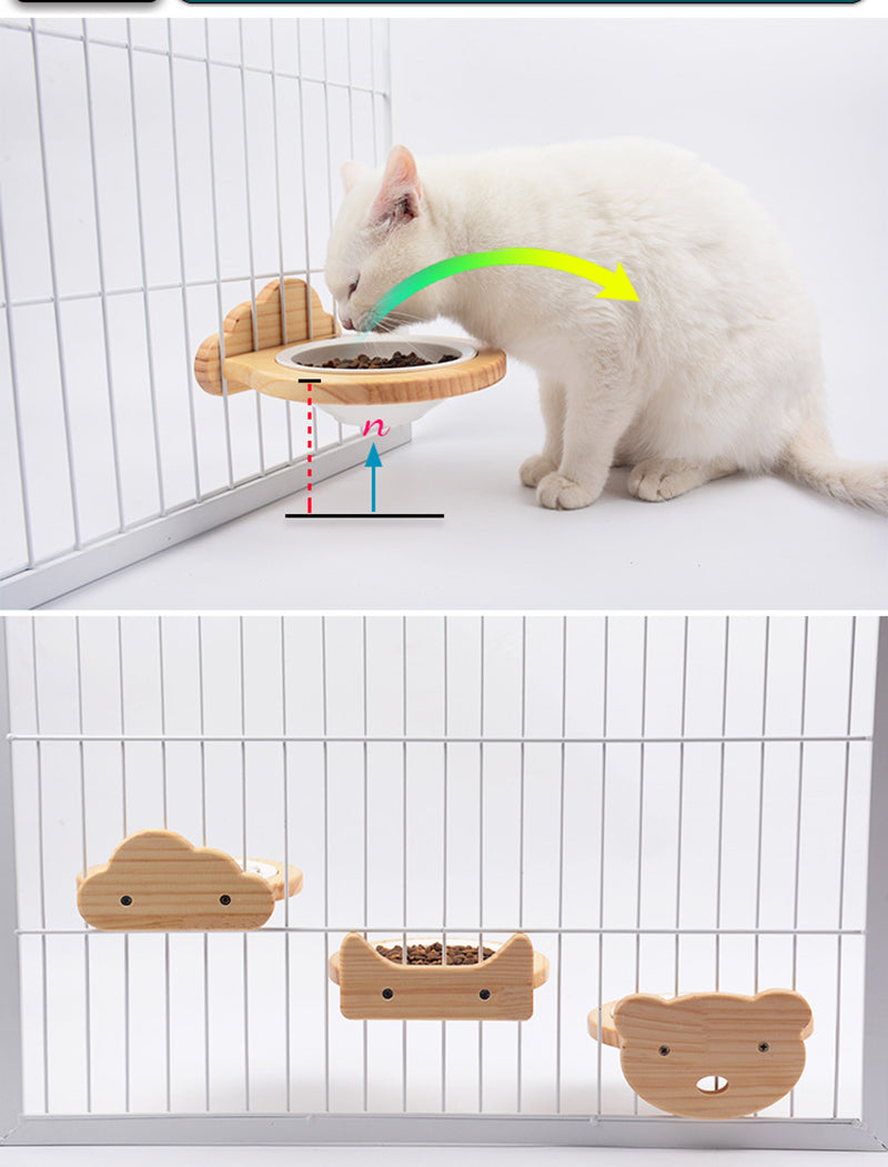 Ceramic Pet Bowl with Wood Stand — product detail