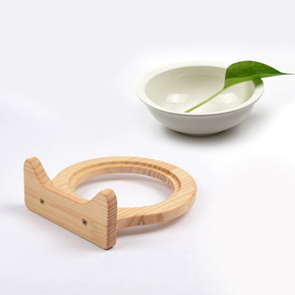 Ceramic Pet Bowl with Wood Stand — product detail