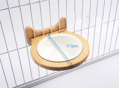 Ceramic Pet Bowl with Wood Stand — product detail