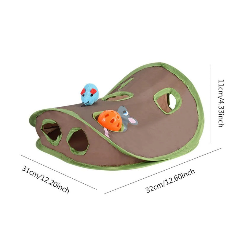 Cute Pet Cat Interactive Hide Seek Game 9 Holes Tunnel Mouse Hunt Intelligence Toy Pet Hidden Hole Kitten Foldable Toys — product detail