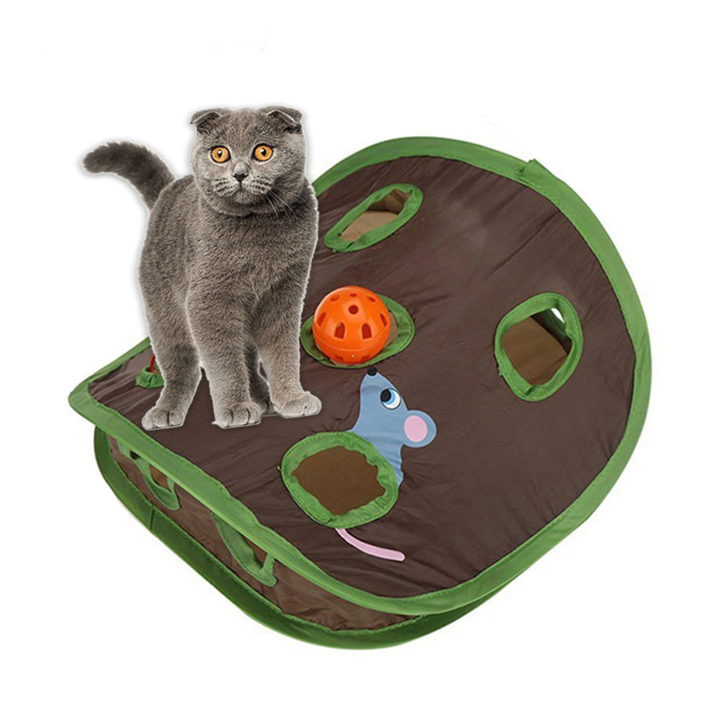 Cute Pet Cat Interactive Hide Seek Game 9 Holes Tunnel Mouse Hunt Intelligence Toy Pet Hidden Hole Kitten Foldable Toys — product detail