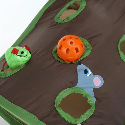 Cute Pet Cat Interactive Hide Seek Game 9 Holes Tunnel Mouse Hunt Intelligence Toy Pet Hidden Hole Kitten Foldable Toys — product detail