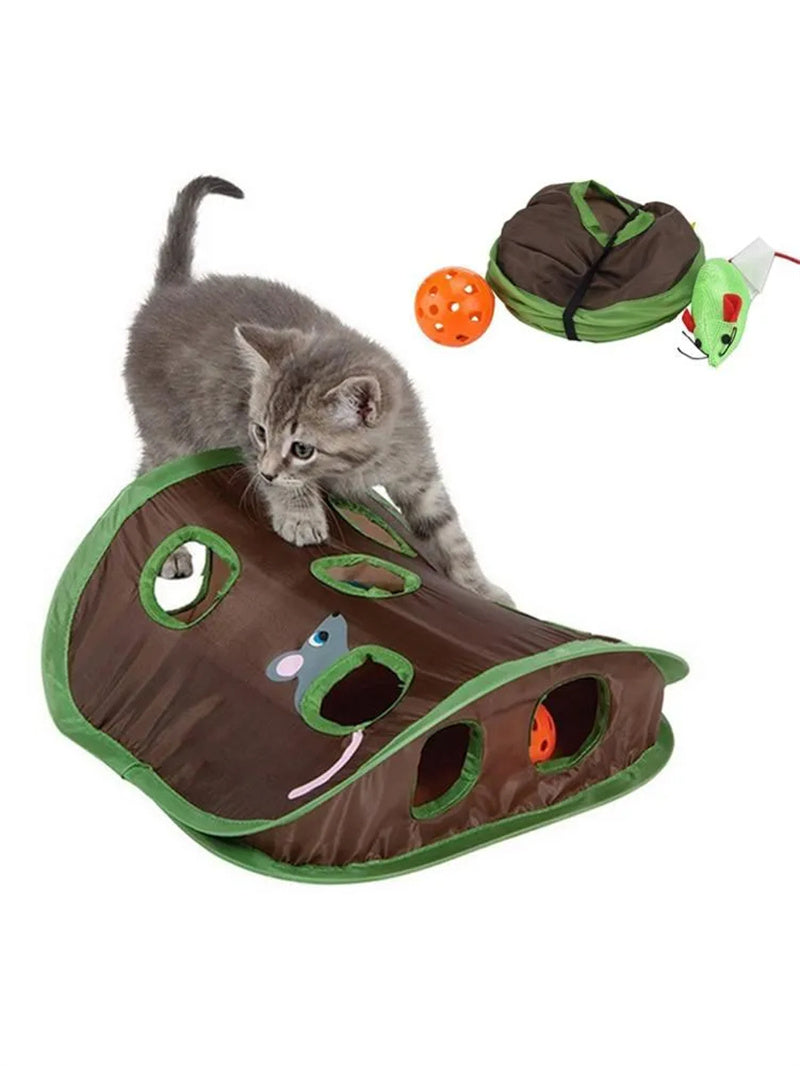 Cute Pet Cat Interactive Hide Seek Game 9 Holes Tunnel Mouse Hunt Intelligence Toy Pet Hidden Hole Kitten Foldable Toys — product detail