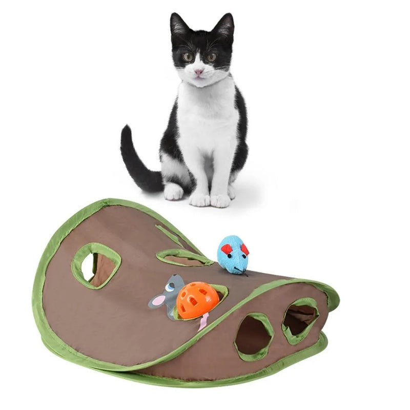 Cute Pet Cat Interactive Hide Seek Game 9 Holes Tunnel Mouse Hunt Intelligence Toy Pet Hidden Hole Kitten Foldable Toys — product detail