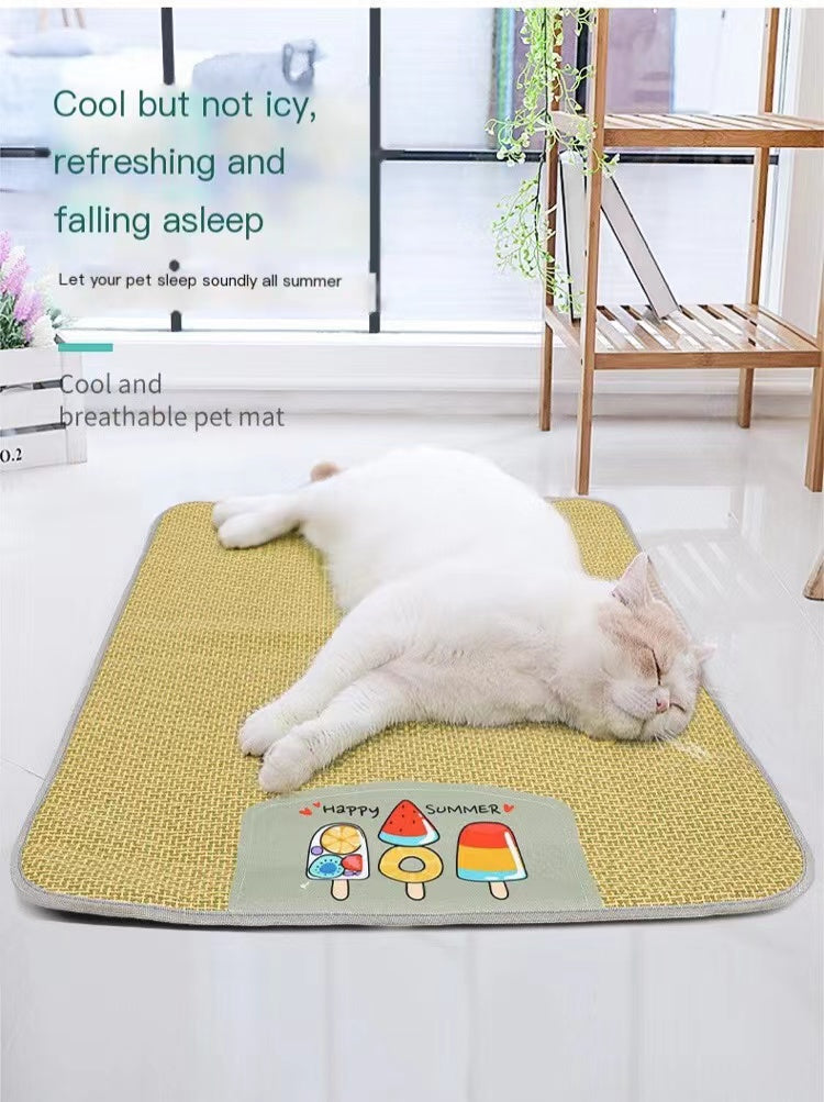 Pet Mat Ice Cool Grass Mat Dog's Nest Tengzhu Cooling Summer Pet's Nest Cat Sleeping Mat Anti Scratch Dog Bed Anti Moisture Dogs Cats Supplies Summer Pet Products — product detail