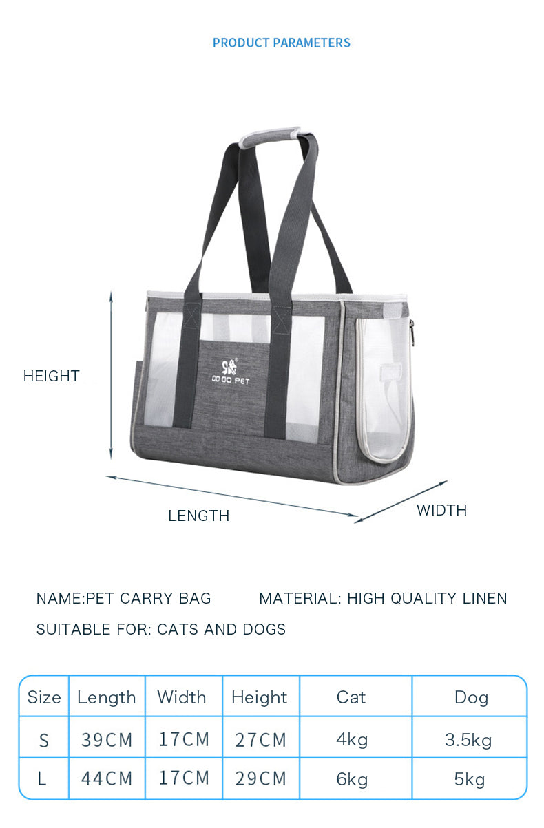 Portable Pet Cat Bag Breathable Dog Carrier Backpack Large Capacity Travel Pet Handbag For Puppy Kitten Pets Outdoor Supplies — product detail