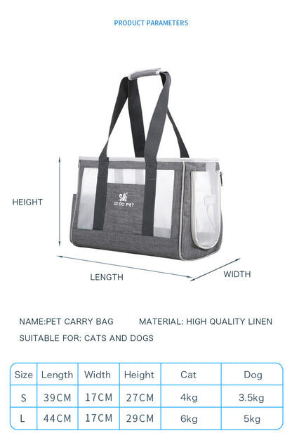 Portable Pet Cat Bag Breathable Dog Carrier Backpack Large Capacity Travel Pet Handbag For Puppy Kitten Pets Outdoor Supplies — product detail