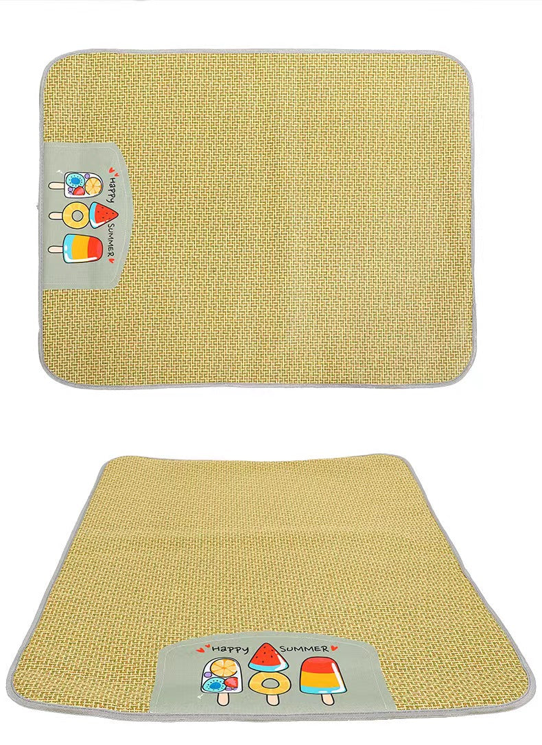 Pet Mat Ice Cool Grass Mat Dog's Nest Tengzhu Cooling Summer Pet's Nest Cat Sleeping Mat Anti Scratch Dog Bed Anti Moisture Dogs Cats Supplies Summer Pet Products — product detail