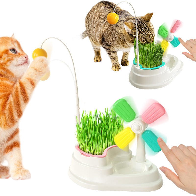 Windmill Funny Cat Stick Toy Desktop Grass Box Pet Toys — product detail