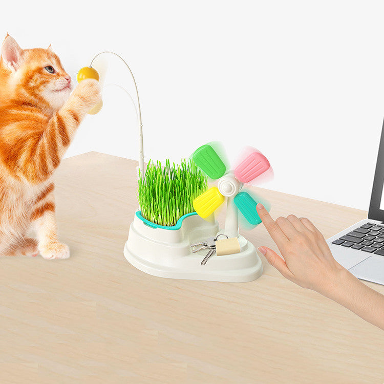 Windmill Funny Cat Stick Toy Desktop Grass Box Pet Toys — product detail