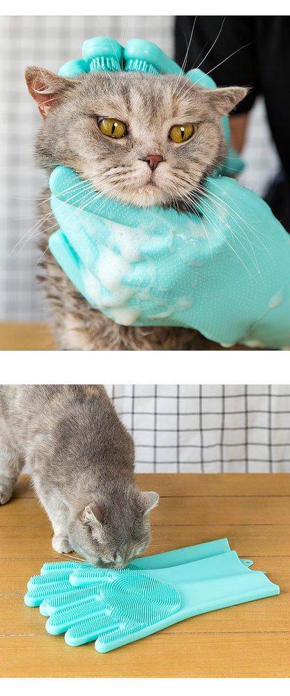 Silicone Dog Grooming Hair Comb Puppy Brush Glove Bath Cleaning Brushes Small Dog Cat Massage Pet Grooming Gloves — product detail