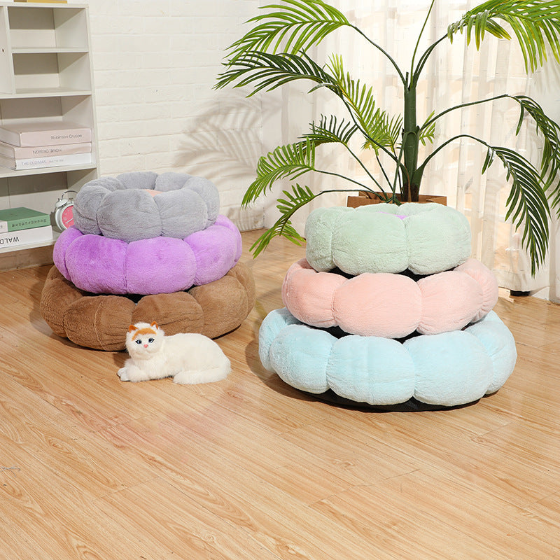 Autumn Winter Plus Velvet Thick Round Flower Cat Litter Kennel — product detail