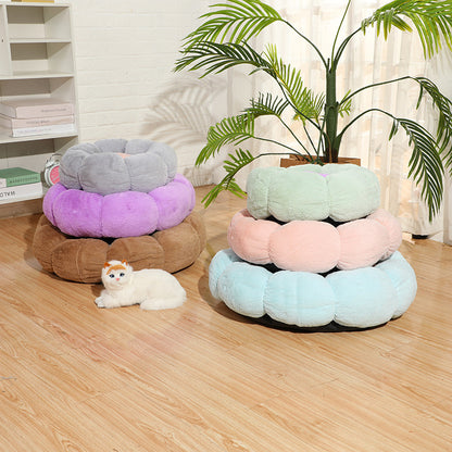 Autumn Winter Plus Velvet Thick Round Flower Cat Litter Kennel — product detail