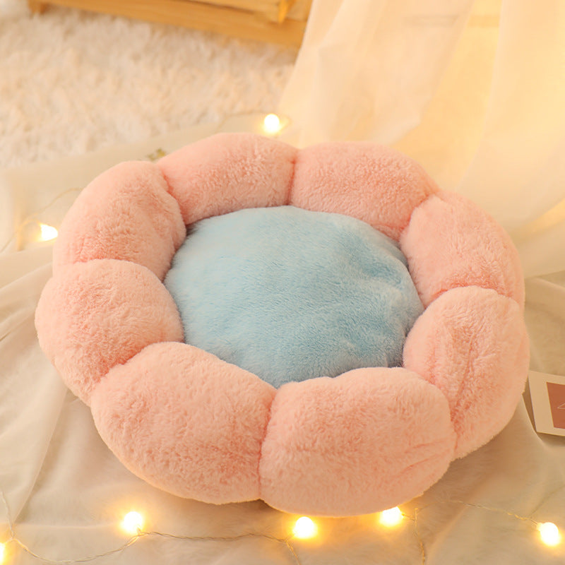 Autumn Winter Plus Velvet Thick Round Flower Cat Litter Kennel — product detail