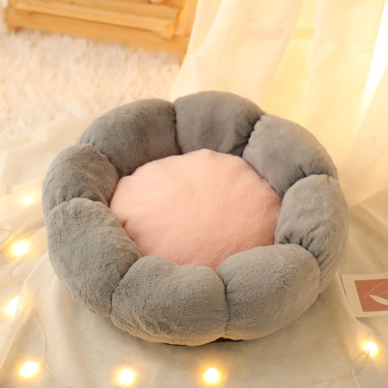 Autumn Winter Plus Velvet Thick Round Flower Cat Litter Kennel — product detail