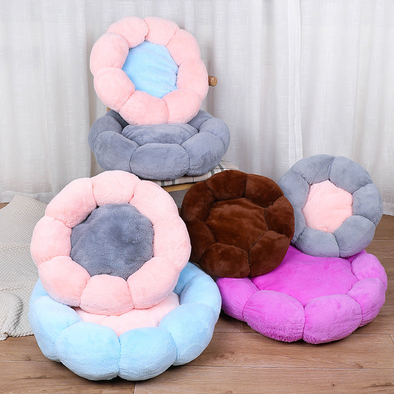 Autumn Winter Plus Velvet Thick Round Flower Cat Litter Kennel — product detail