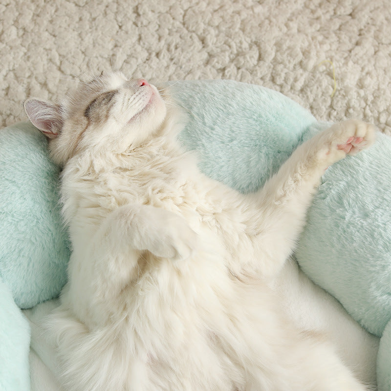 Autumn Winter Plus Velvet Thick Round Flower Cat Litter Kennel — product detail