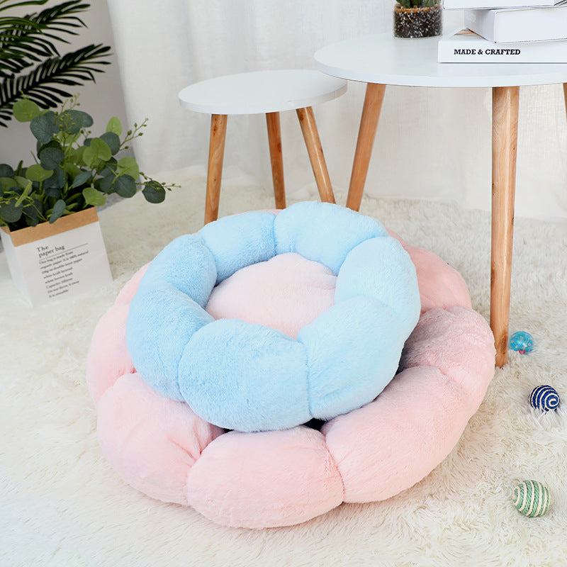 Autumn Winter Plus Velvet Thick Round Flower Cat Litter Kennel — product detail
