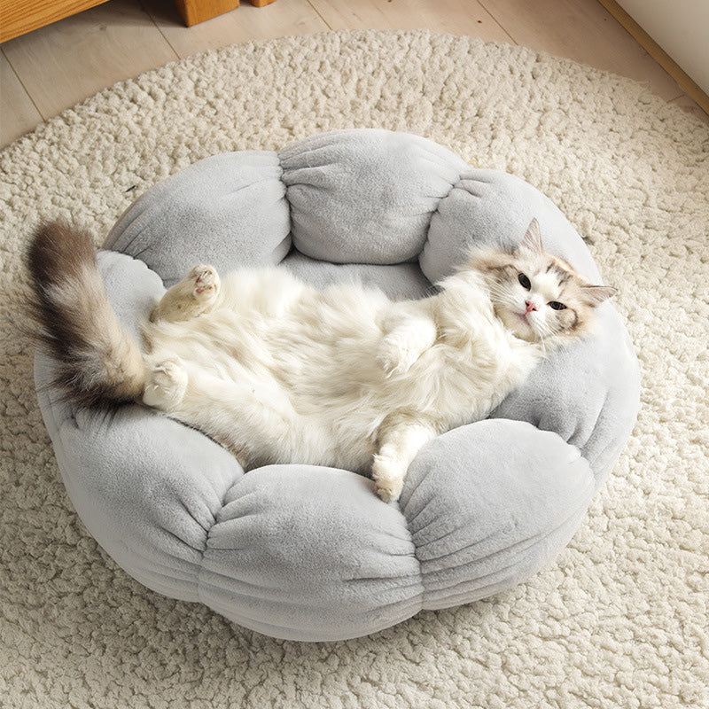 Autumn Winter Plus Velvet Thick Round Flower Cat Litter Kennel — product detail