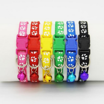 The pet cat wears a bell collar — product detail