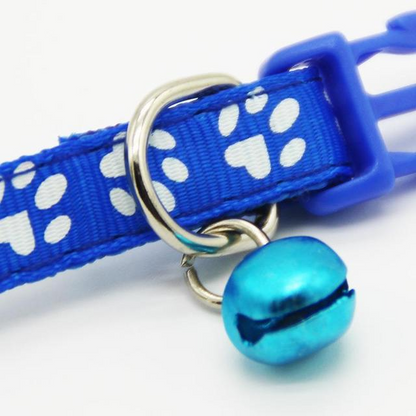 The pet cat wears a bell collar — product detail