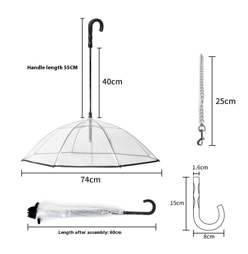 Transparent Pet Umbrella Dog Umbrella Pet Products — product detail