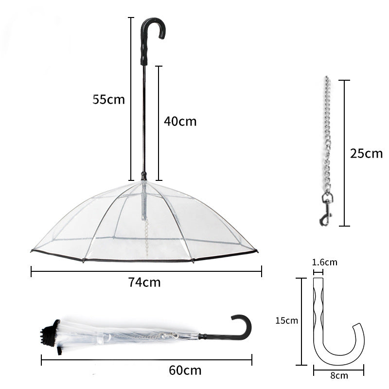 Transparent Pet Umbrella Dog Umbrella Pet Products — product detail
