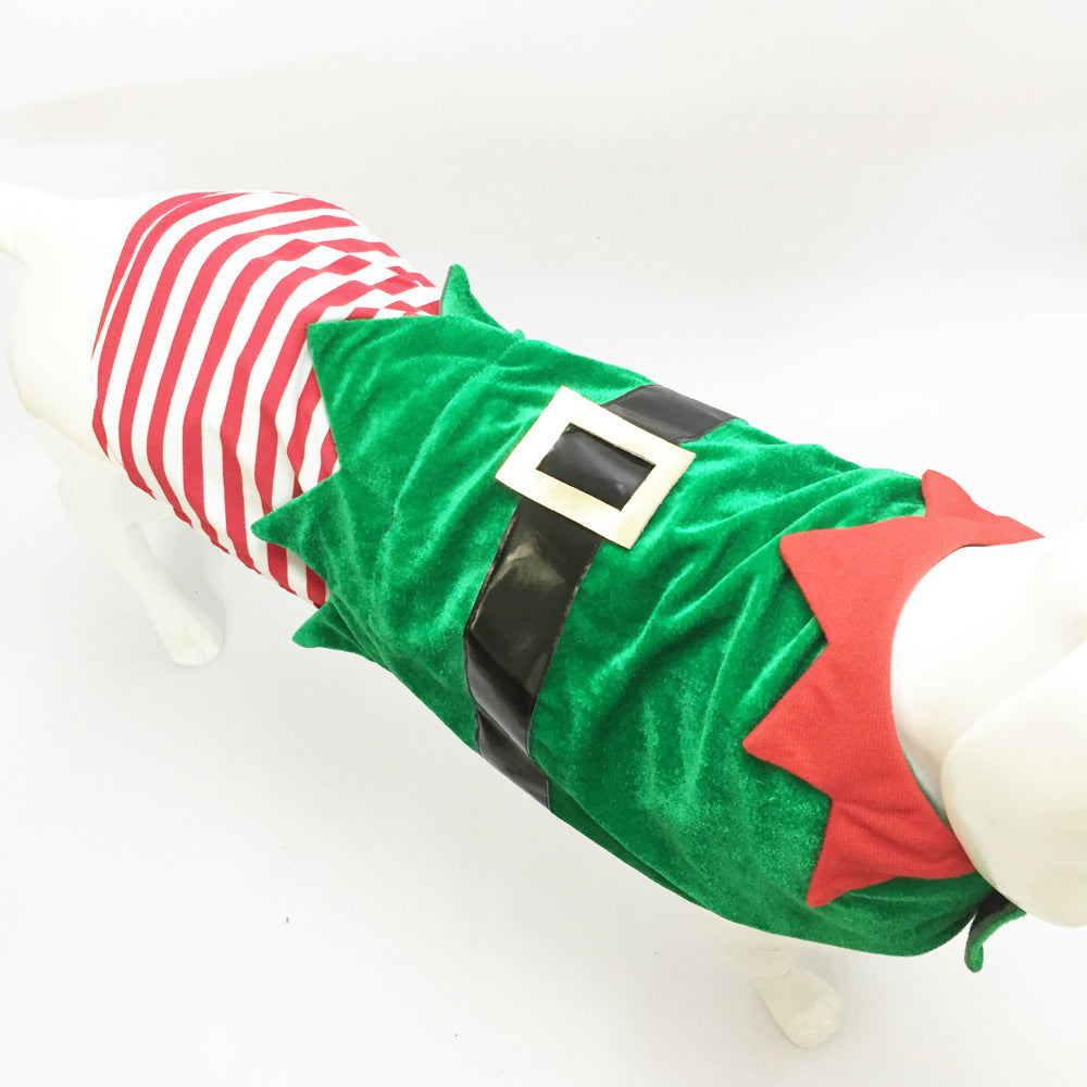 Fashion Christmas Clothes Green Elf Pet Dog Christmas Costume — product detail