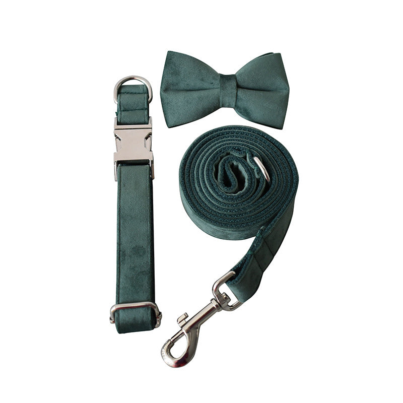 Green Velvet Dog Collar Dog Leash Pet Collar — product detail