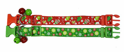 Christmas Print Pet Collar with Bell — product detail