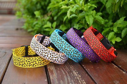 LED Dog Collar Safety Adjustable Nylon Leopard Pet Collar — product detail