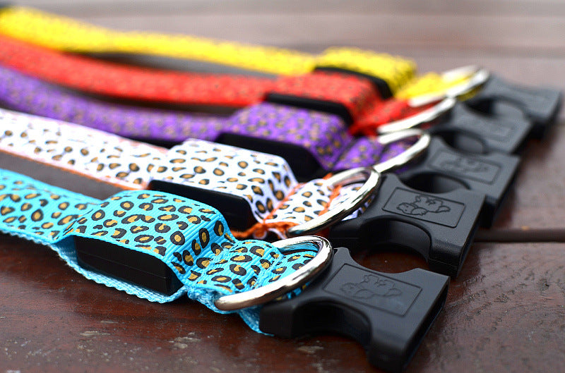 LED Dog Collar Safety Adjustable Nylon Leopard Pet Collar — product detail