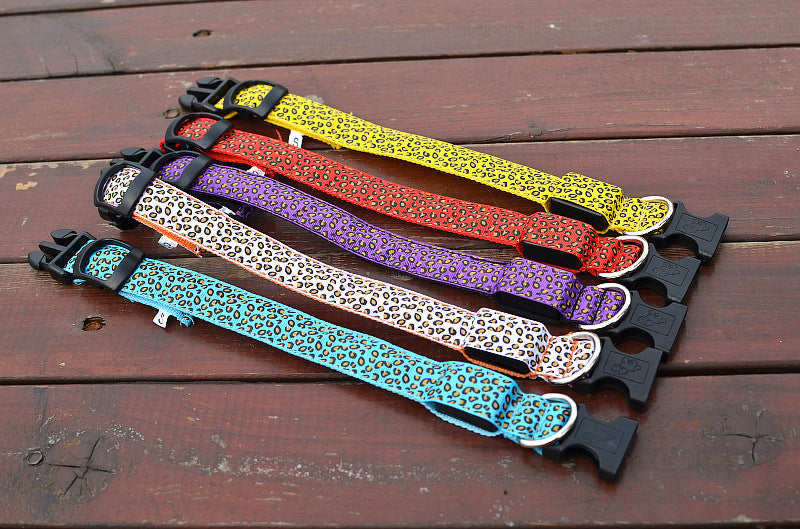 LED Dog Collar Safety Adjustable Nylon Leopard Pet Collar — product detail