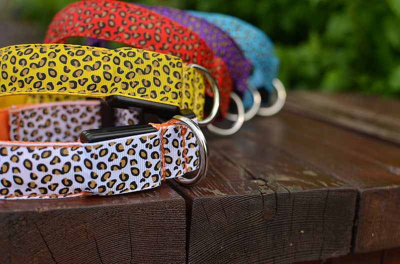 LED Dog Collar Safety Adjustable Nylon Leopard Pet Collar — product detail