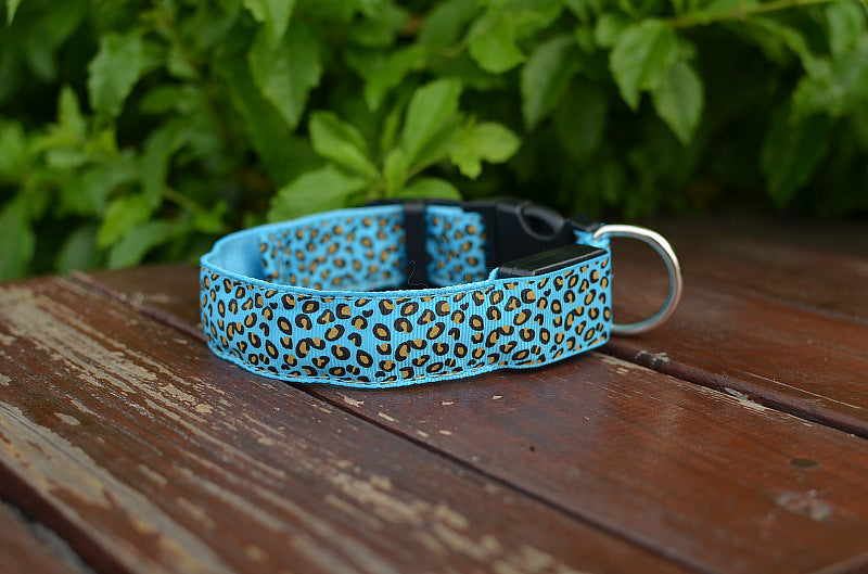 LED Dog Collar Safety Adjustable Nylon Leopard Pet Collar — product detail